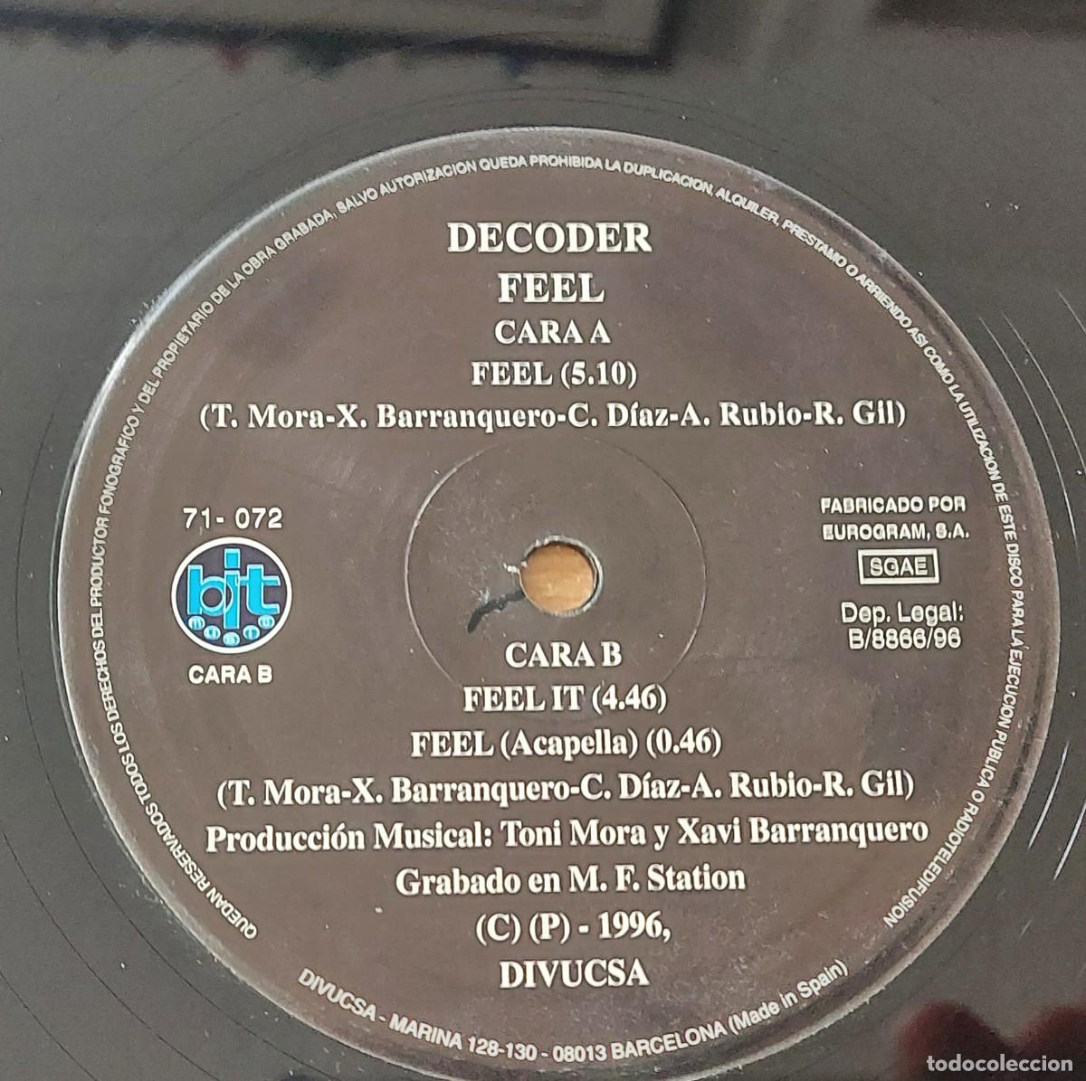 Discos de vinilo: LP MAXI VINILO DECODER FEEL BIT MUSIC A&Ntilde;O 1996 - Foto 3