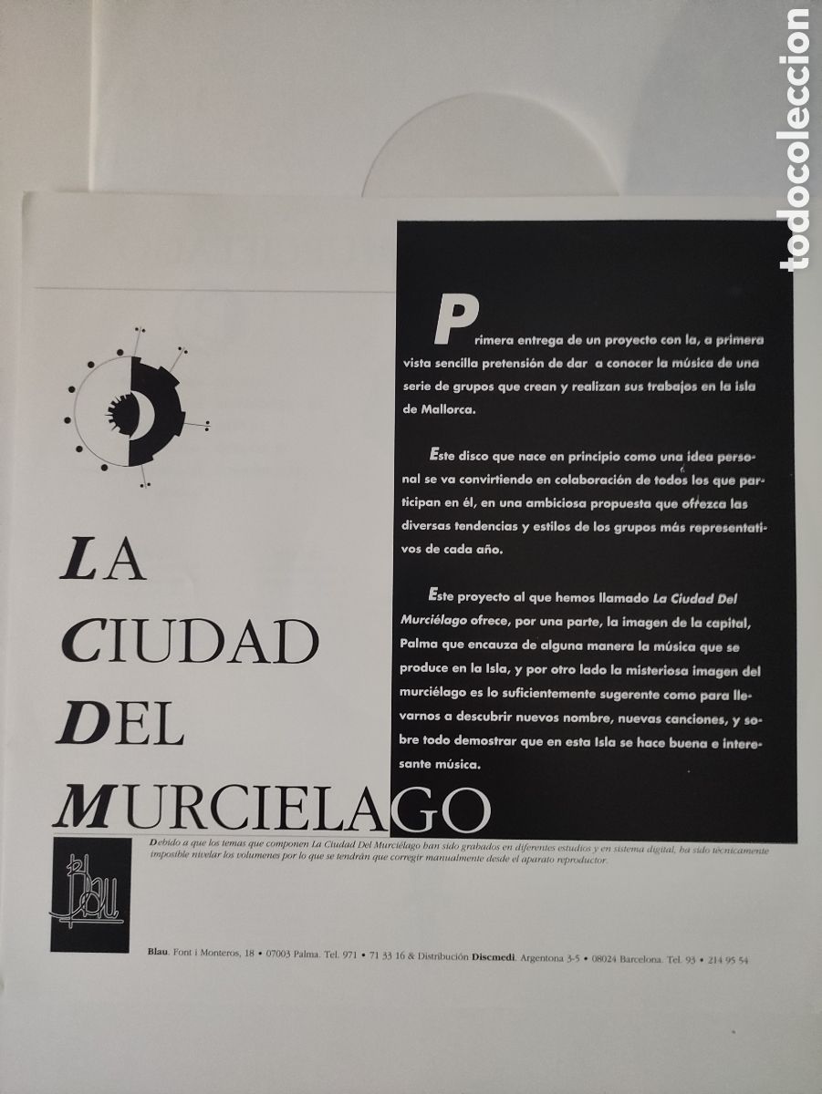 Discos de vinilo: Various &ndash; La Ciudad Del Murci&eacute;lago - Blau &ndash; A.052 - 1989 - Foto 4