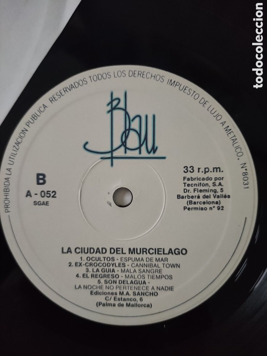 Discos de vinilo: Various &ndash; La Ciudad Del Murci&eacute;lago - Blau &ndash; A.052 - 1989 - Foto 7