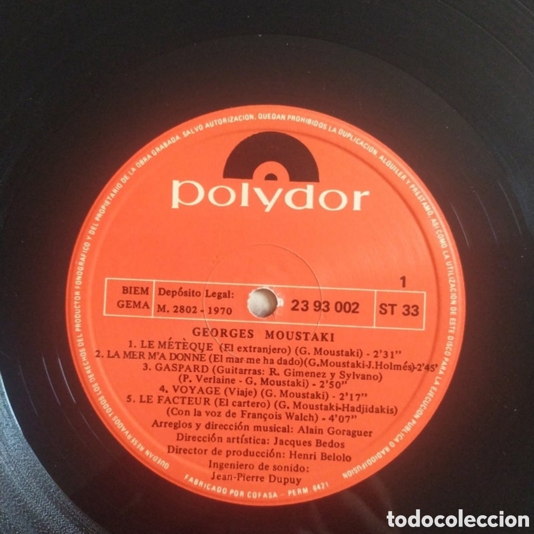 Discos de vinilo: Lp Georges Moustaki - Foto 3
