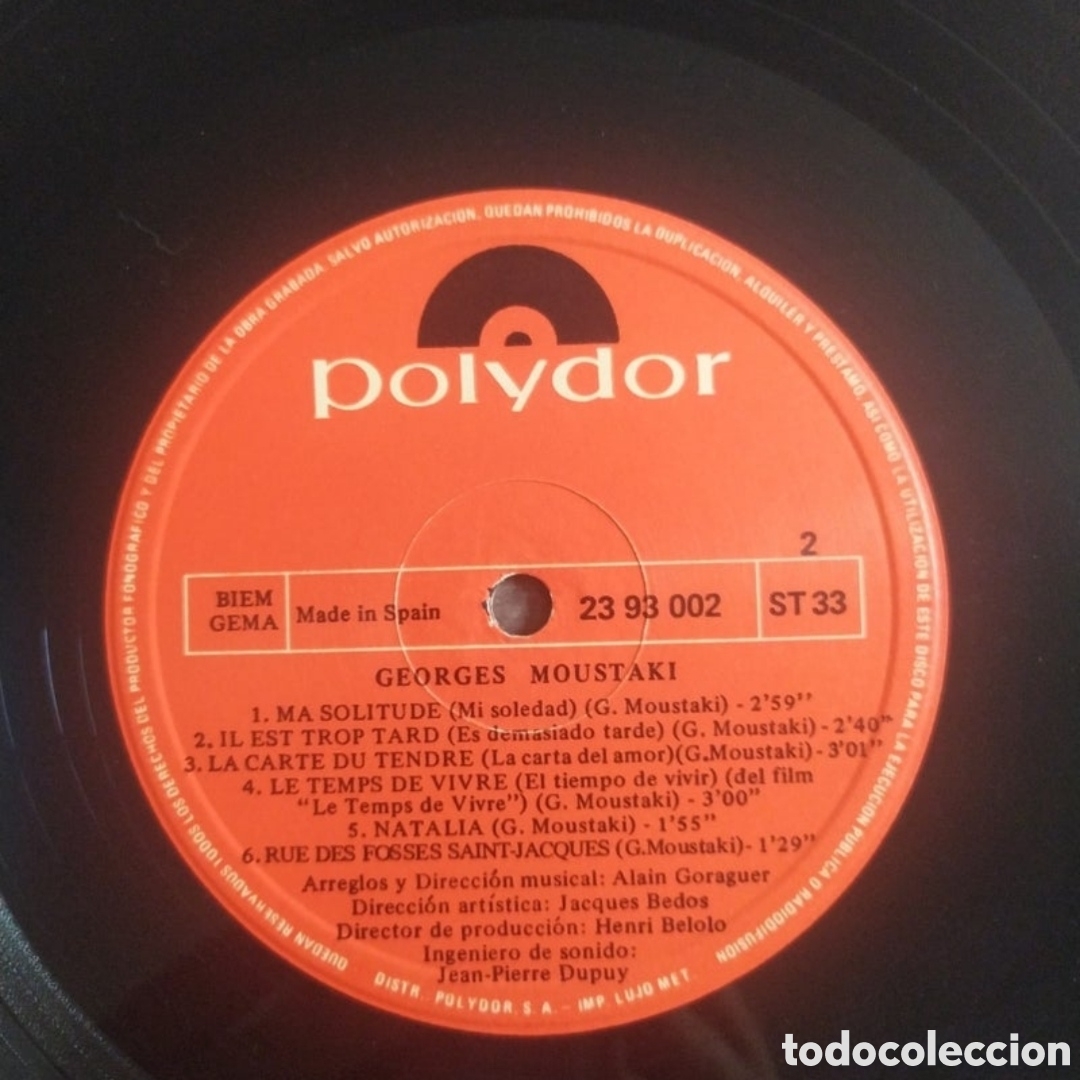 Discos de vinilo: Lp Georges Moustaki - Foto 4