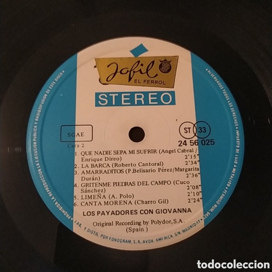 Discos de vinilo: Lp Los Payadores con Giovanna. - Foto 4