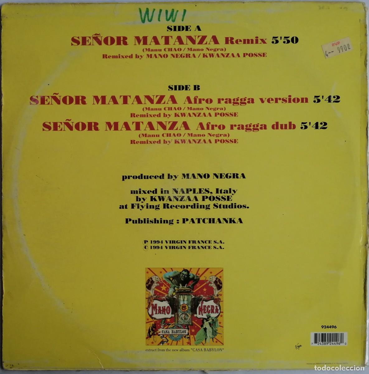 Discos de vinilo: Mano Negra, Se&ntilde;or Matanza, Virgin 924496 - Foto 2