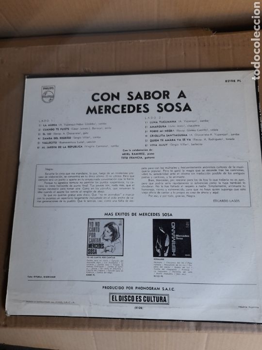 Discos de vinilo: Vinilo con Sabor a Mercedes Sosa - Foto 2
