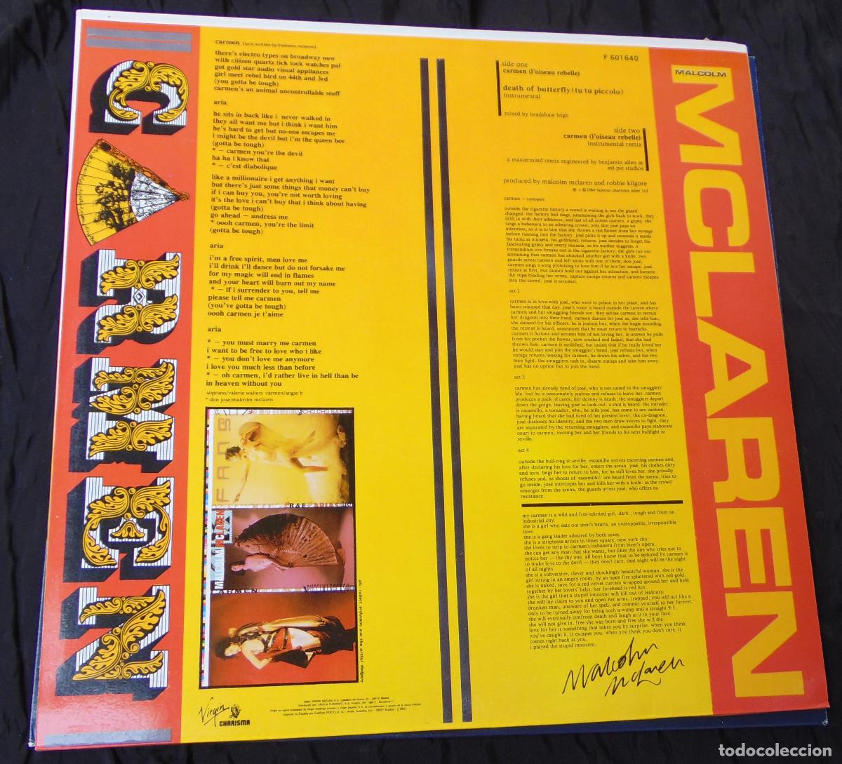 Discos de vinilo: Malcolm McLaren &ndash; Carmen - MAXISINGLE 1984 - Foto 2