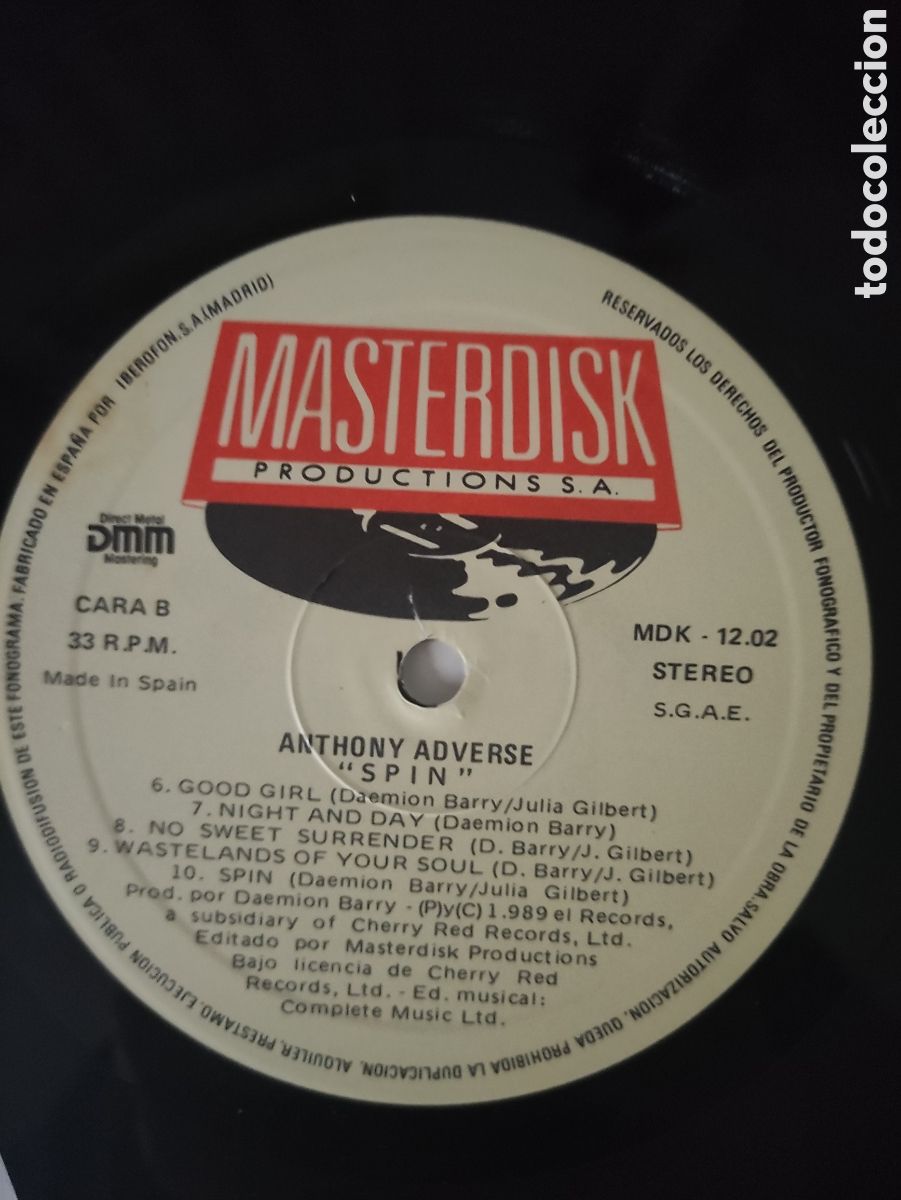 Discos de vinilo: Anthony Adverse &ndash; Spin - &Eacute;l &ndash; MDK 12.02 - 1989 - Foto 4