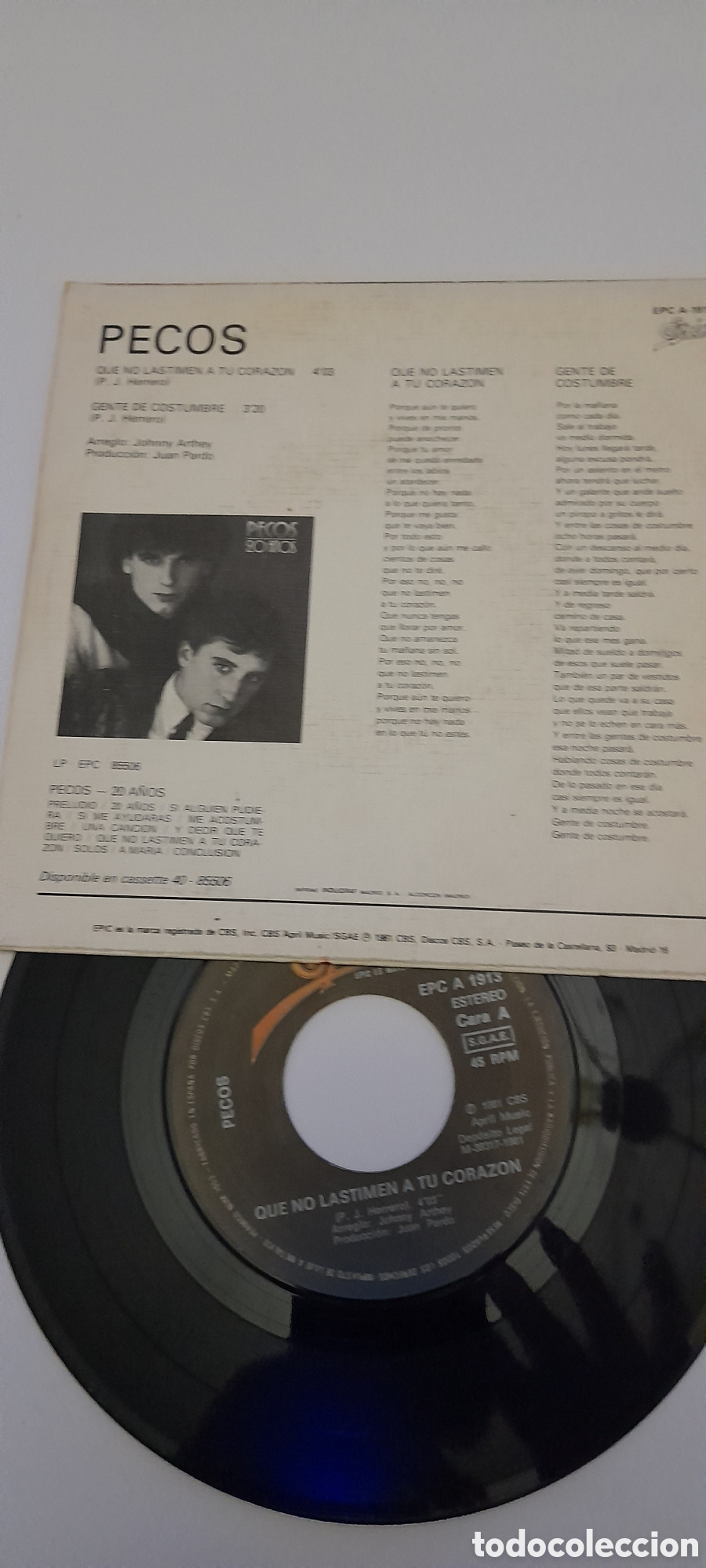 Discos de vinilo: Disco vinilo Pecos,que no lastimen a tu coraz&oacute;n - Foto 3