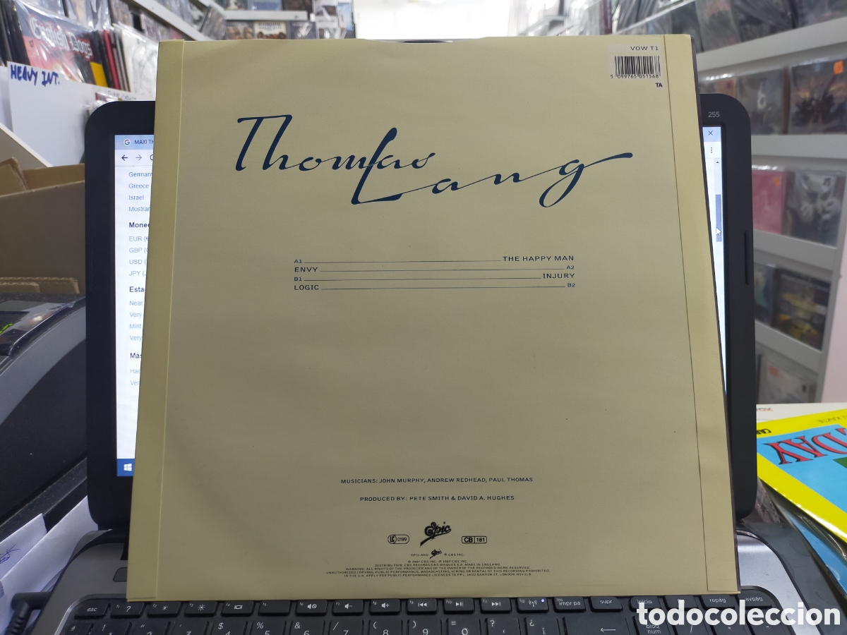 Discos de vinilo: Thomas lang maxi the Happy man u.k. 1987 - Foto 2