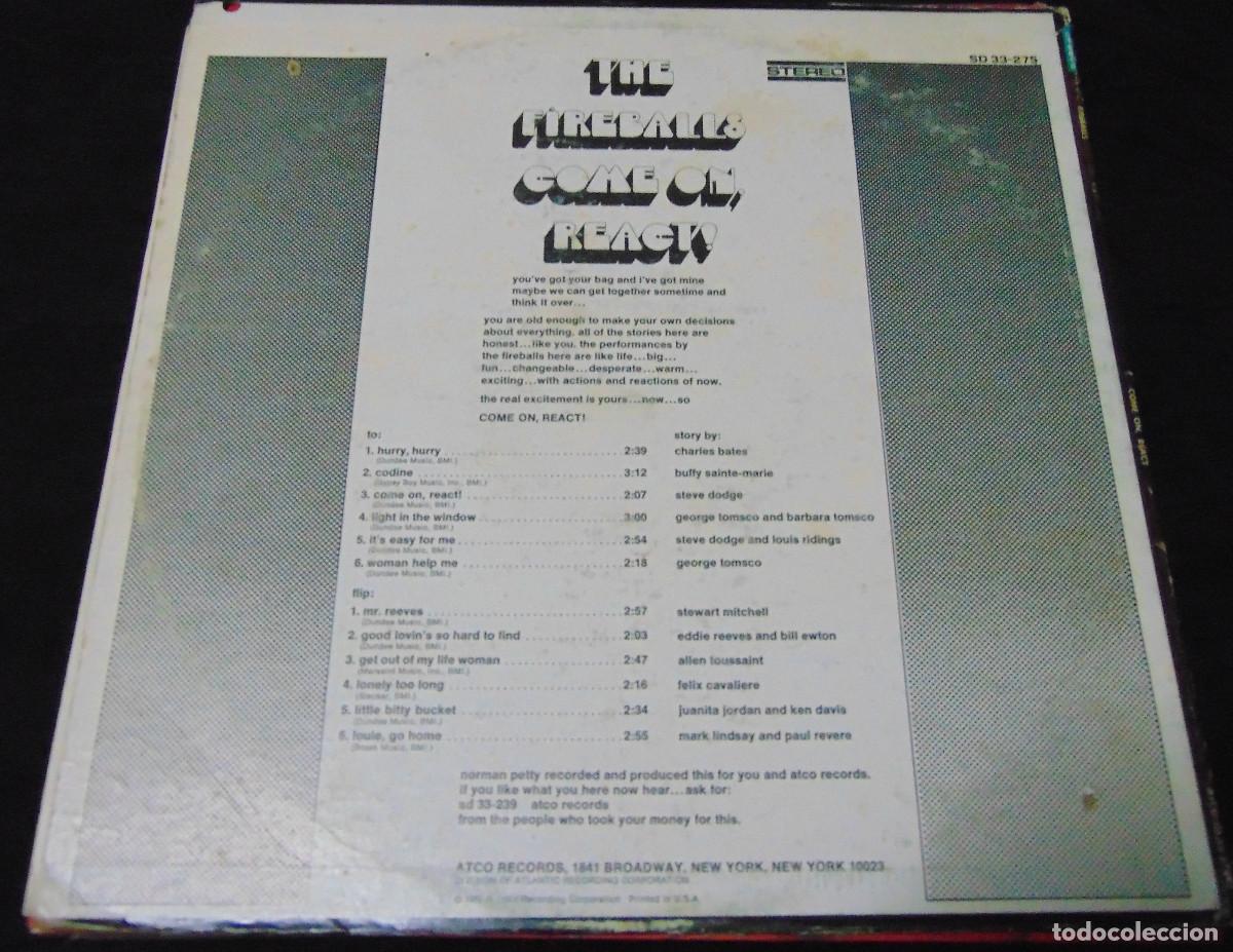 Discos de vinilo: The Fireballs &ndash; Come On, React! - LP USA - 1969 - Foto 2