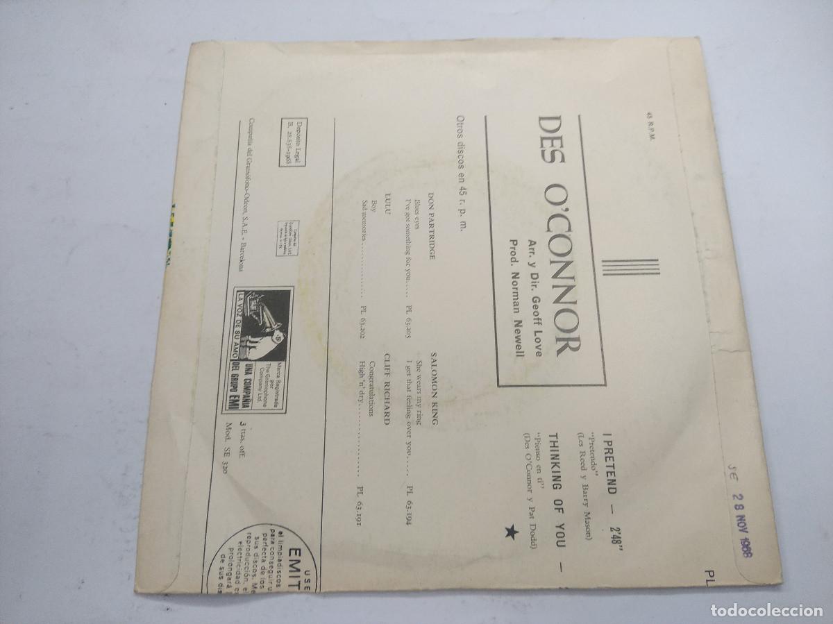 Discos de vinilo: DES OCONNOR/I PRETEND/SINGLE. - Foto 3