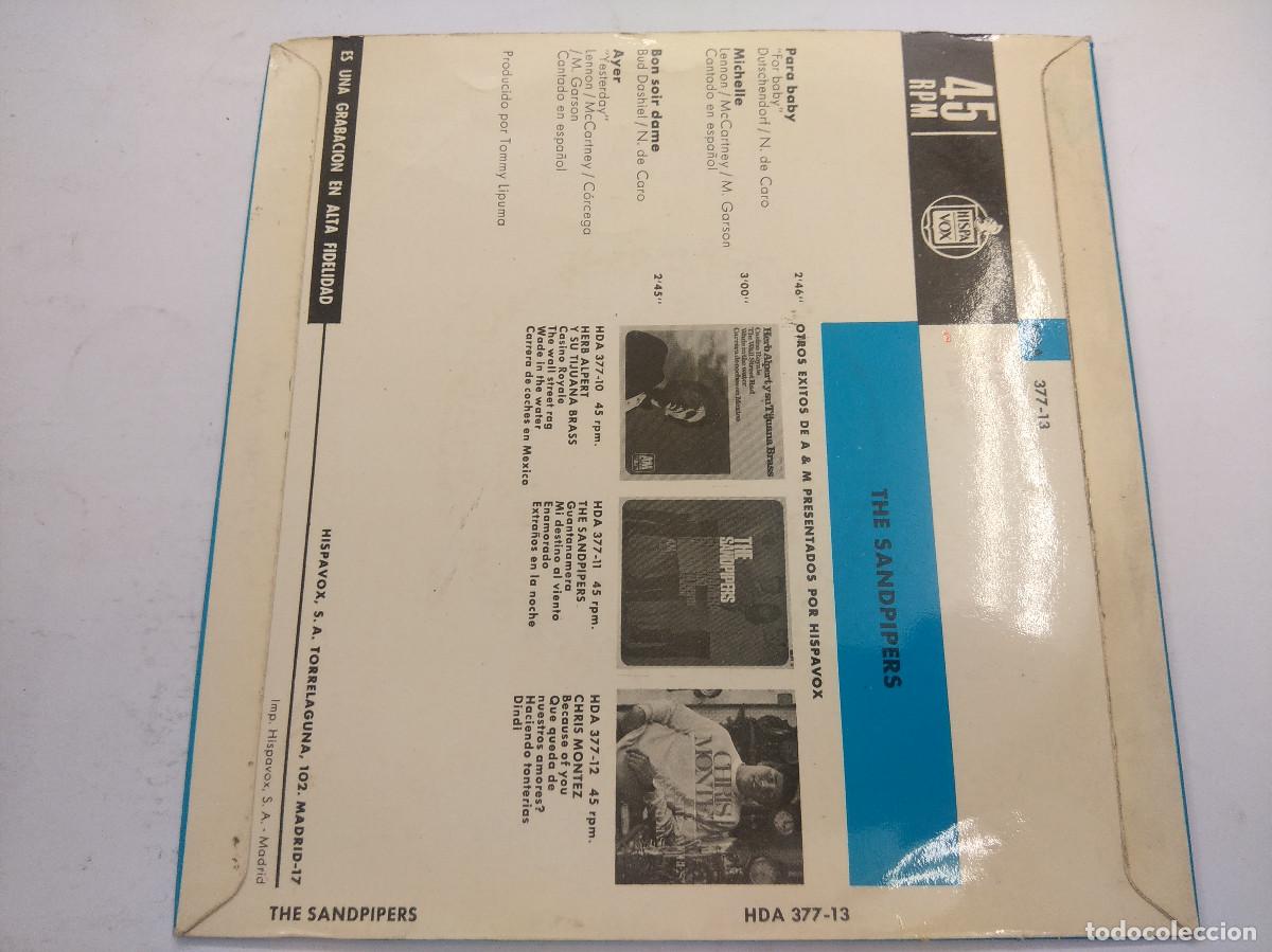 Discos de vinilo: THE SANDPIPERS/FOR BABY/SINGLE. - Foto 3