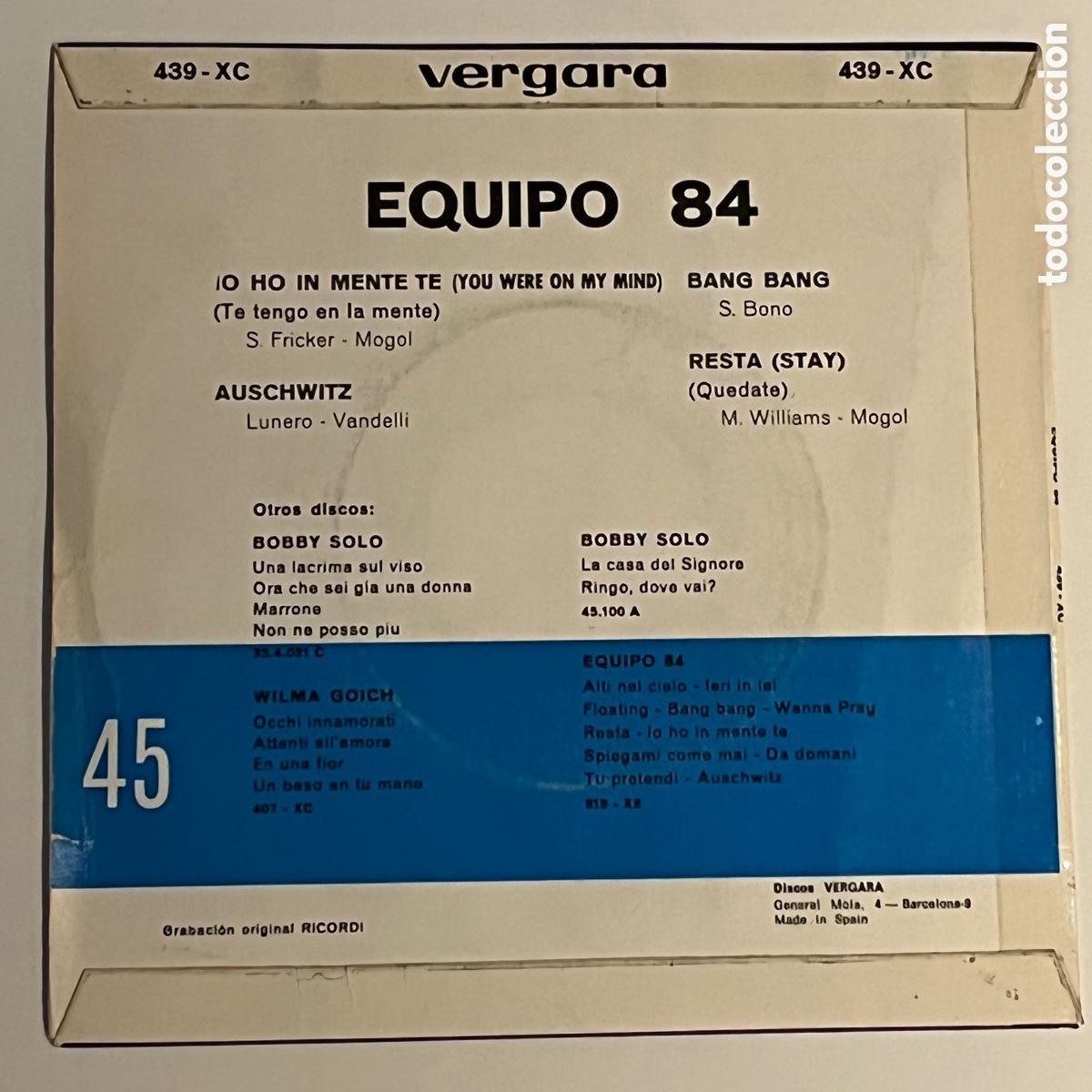 Discos de vinilo: Equipo 84 - Te tengo en la mente - Foto 2