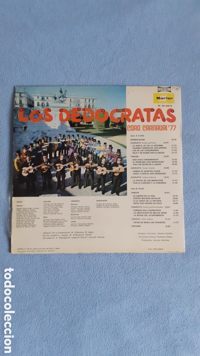 Discos de vinilo: LOS DEDOCRATAS CORO CARNAVAL 77, - Foto 2