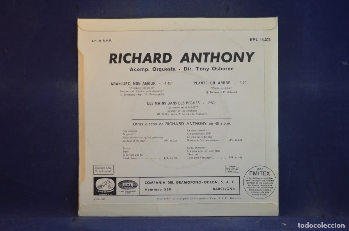 Discos de vinilo: RICHARD ANTHONY - ARANJUEZ, MON AMOUR - SINGLE - Foto 2