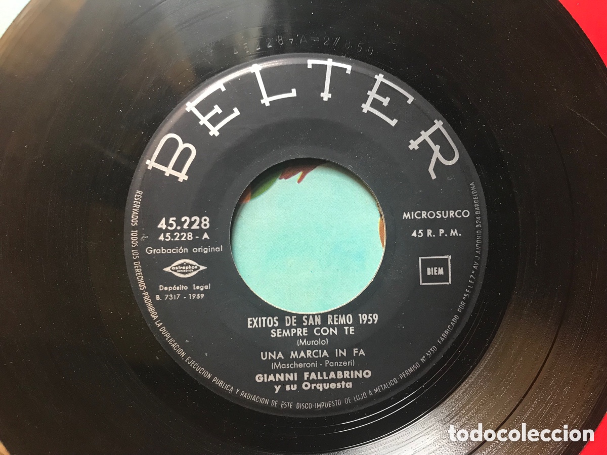 Discos de vinilo: &Eacute;xitos de San remo 1959. Belter - Foto 3