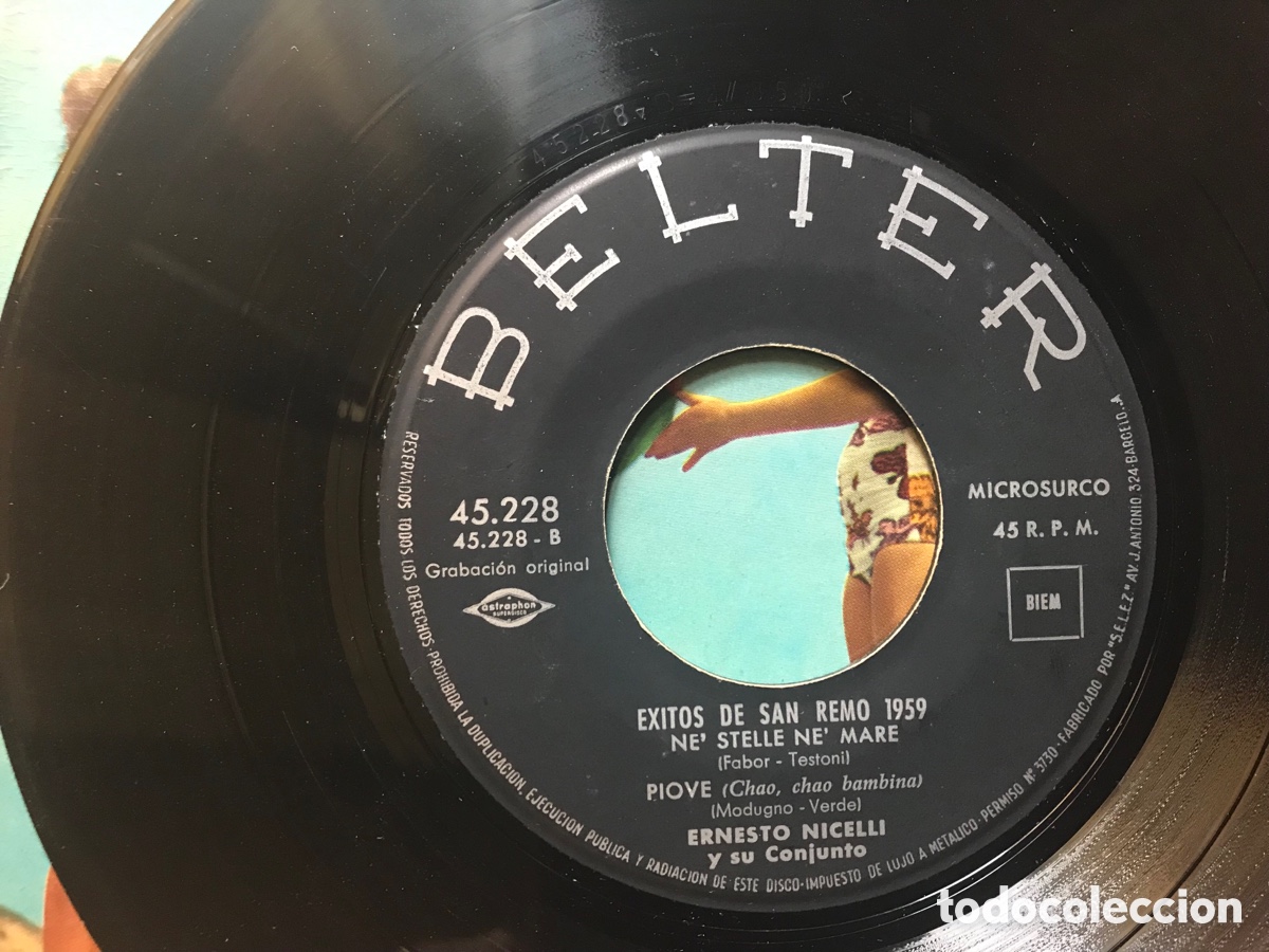 Discos de vinilo: &Eacute;xitos de San remo 1959. Belter - Foto 4