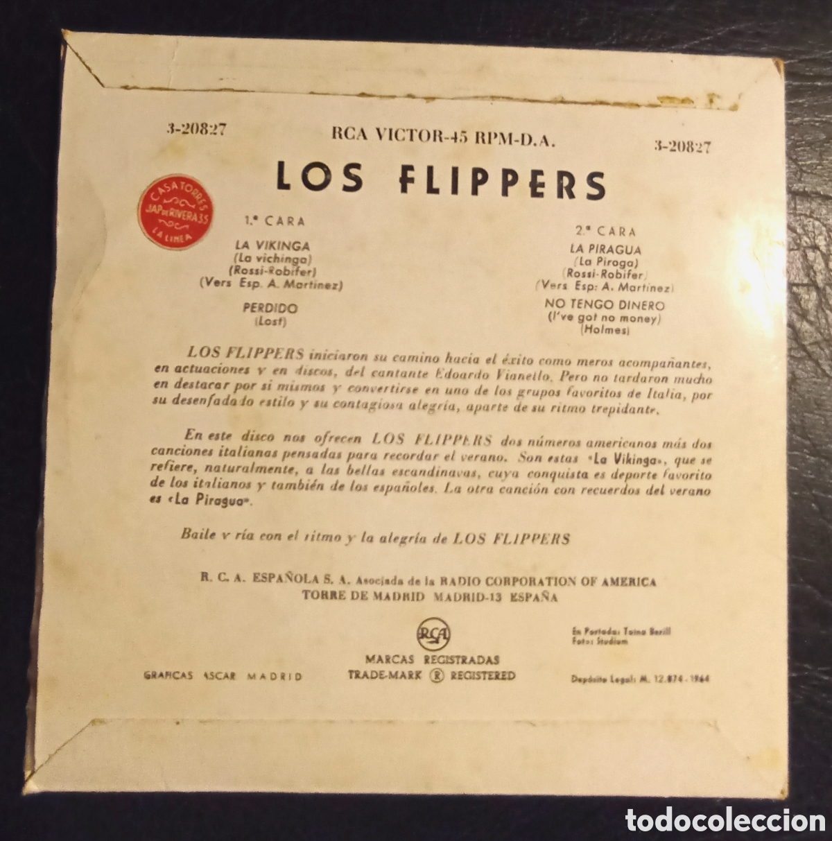 Discos de vinilo: EP LOS FLIPPERS - LA VIKINGA + 3 - RCA 1964 - Foto 2