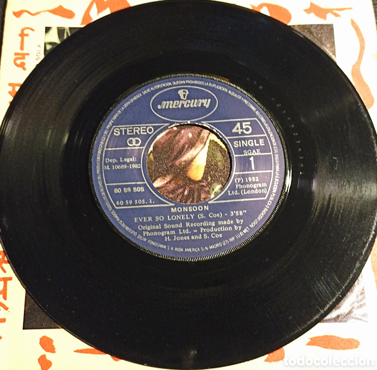 Discos de vinilo: SINGLE MONSOON - EVER SO LONELY - MERCURY 1982 - Foto 3