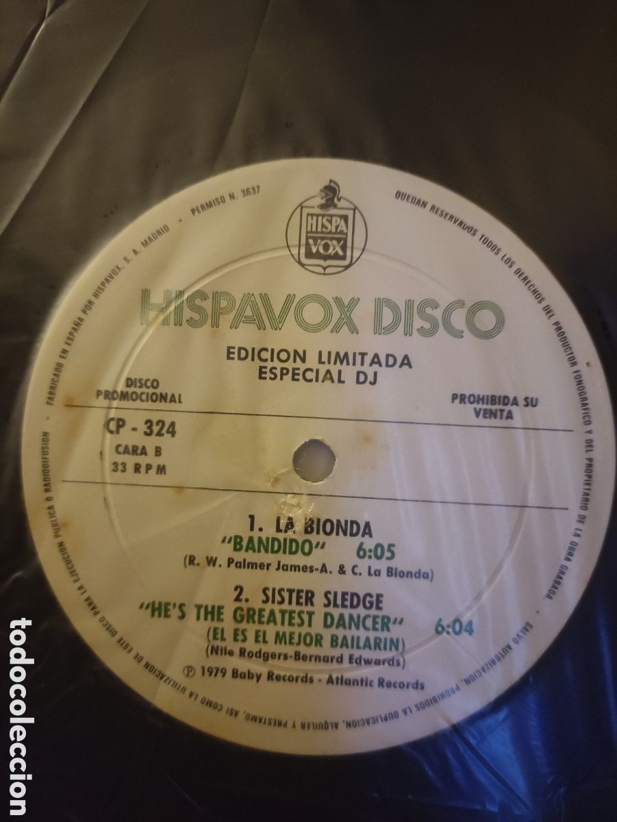 Discos de vinilo: Various &ndash; Hispavox Disco 1 - Hispavox &ndash; CP-324 - 1979 - Foto 5