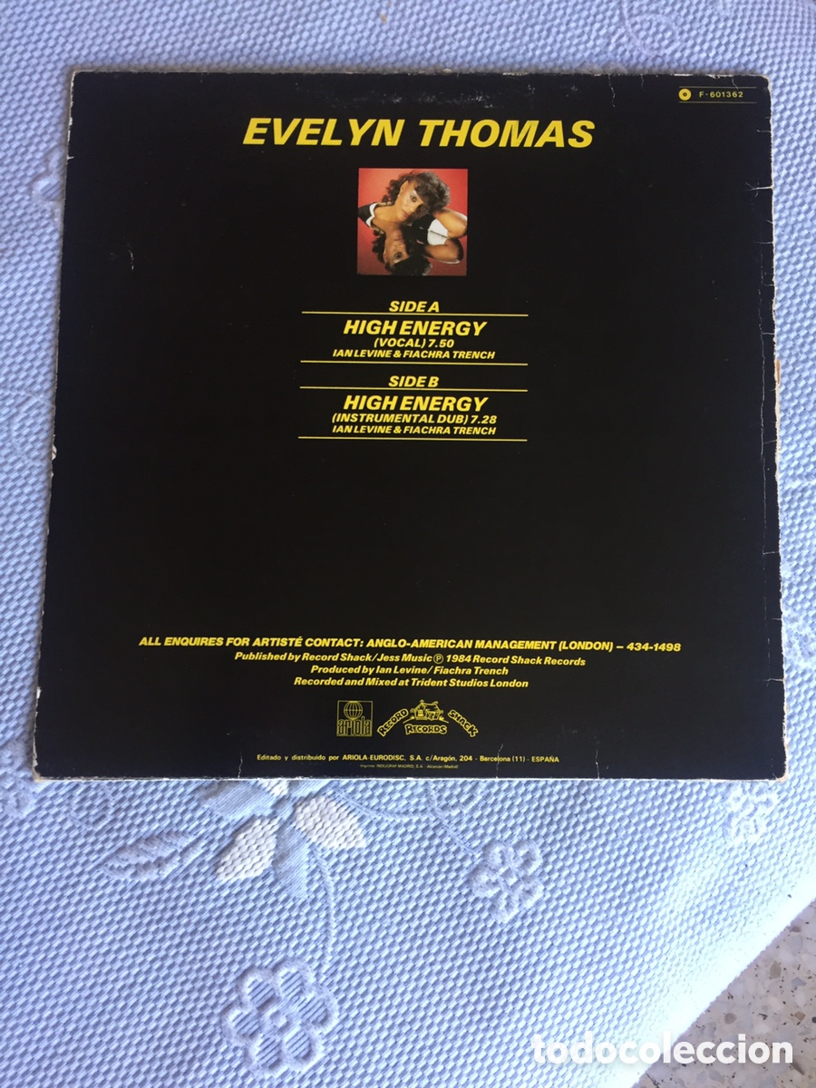 Discos de vinilo: Evelyn Thomas - High Energy / MAXI - Foto 2