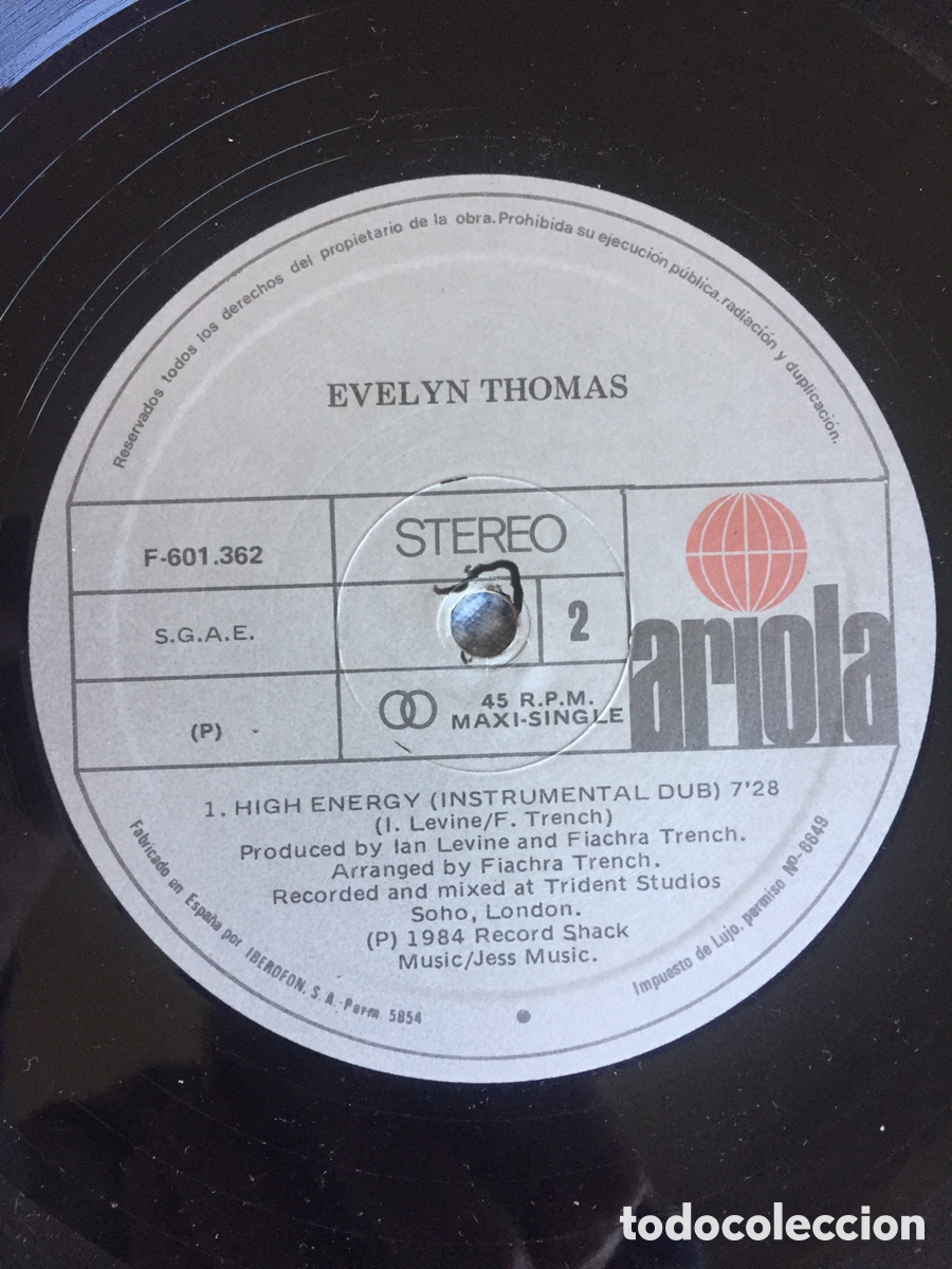 Discos de vinilo: Evelyn Thomas - High Energy / MAXI - Foto 5