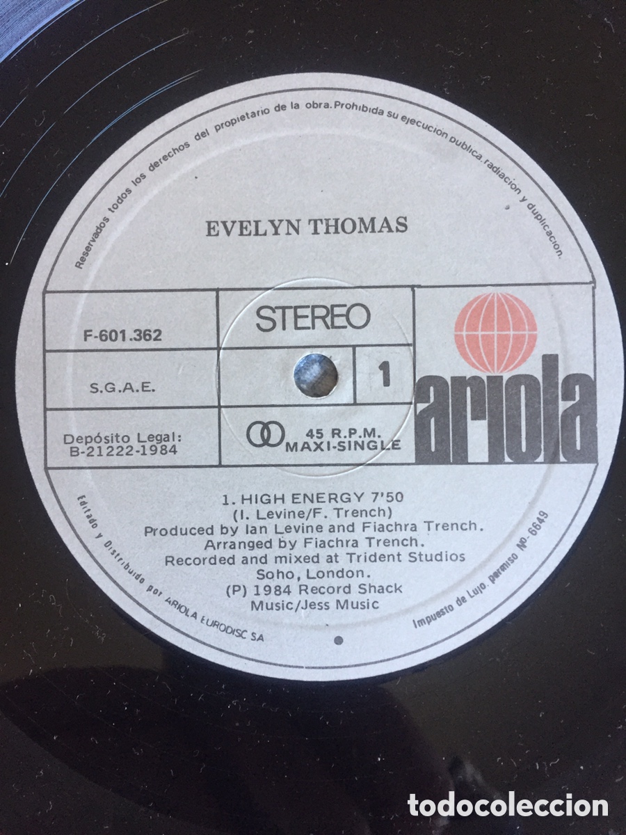 Discos de vinilo: Evelyn Thomas - High Energy / MAXI - Foto 7