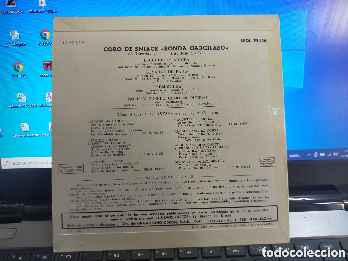 Discos de vinilo: Coro de sniace ep escurrelas arriba + 3 - Foto 2