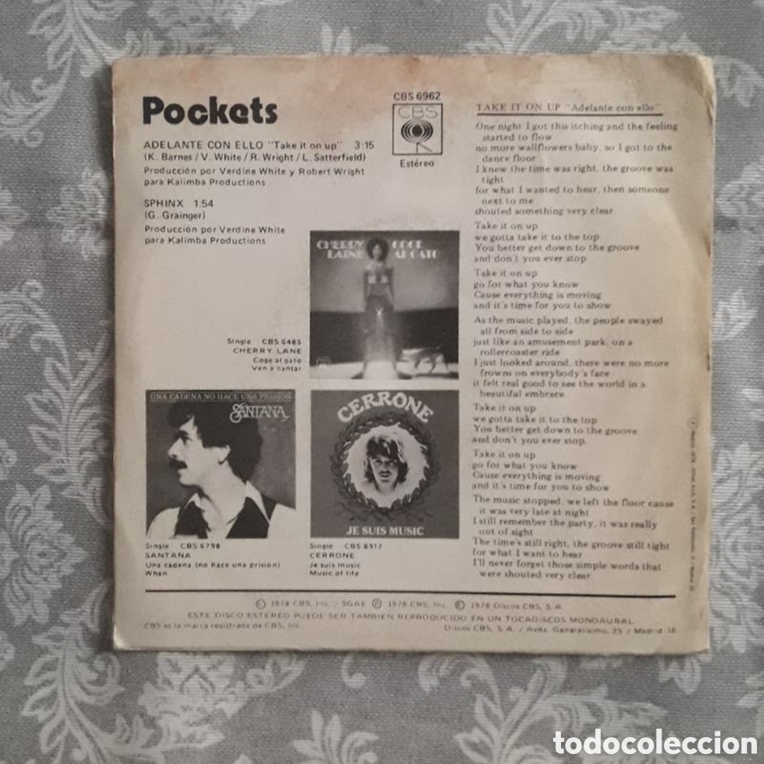 Discos de vinilo: Single Pockets. Adelante Con Ello (Take It on up) / Sphinx - Foto 2