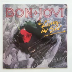Discos de vinilo: BON JOVI ‎– LIVING IN SIN / LOVE IS WAR , UK 1989 VERTIGO