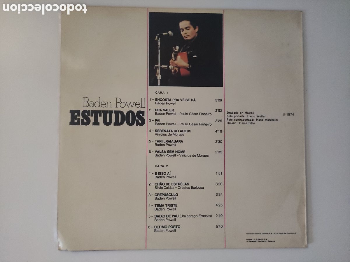 Discos de vinilo: Baden Powell - Estudos - BASF &ndash; MC-29194 - 1974 - Foto 2