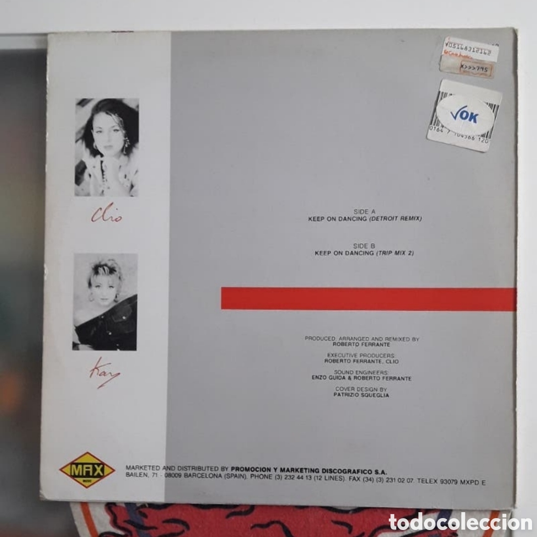 Discos de vinilo: Maxi single Clio & Kay.&nbsp;Keep On Dancing (Remix 89) - Foto 2