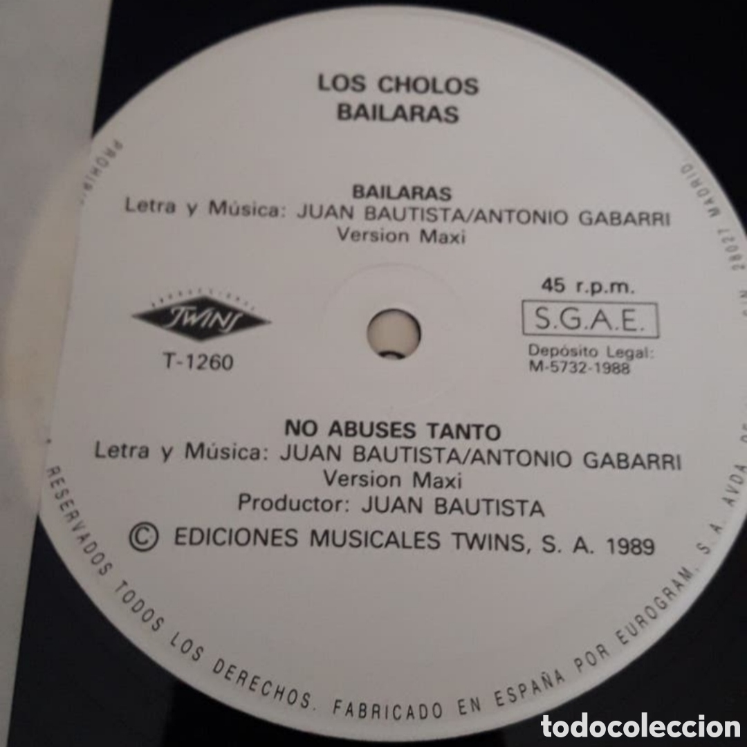 Discos de vinilo: Maxi single Los Cholos. Bailaras. SIN USAR - Foto 4