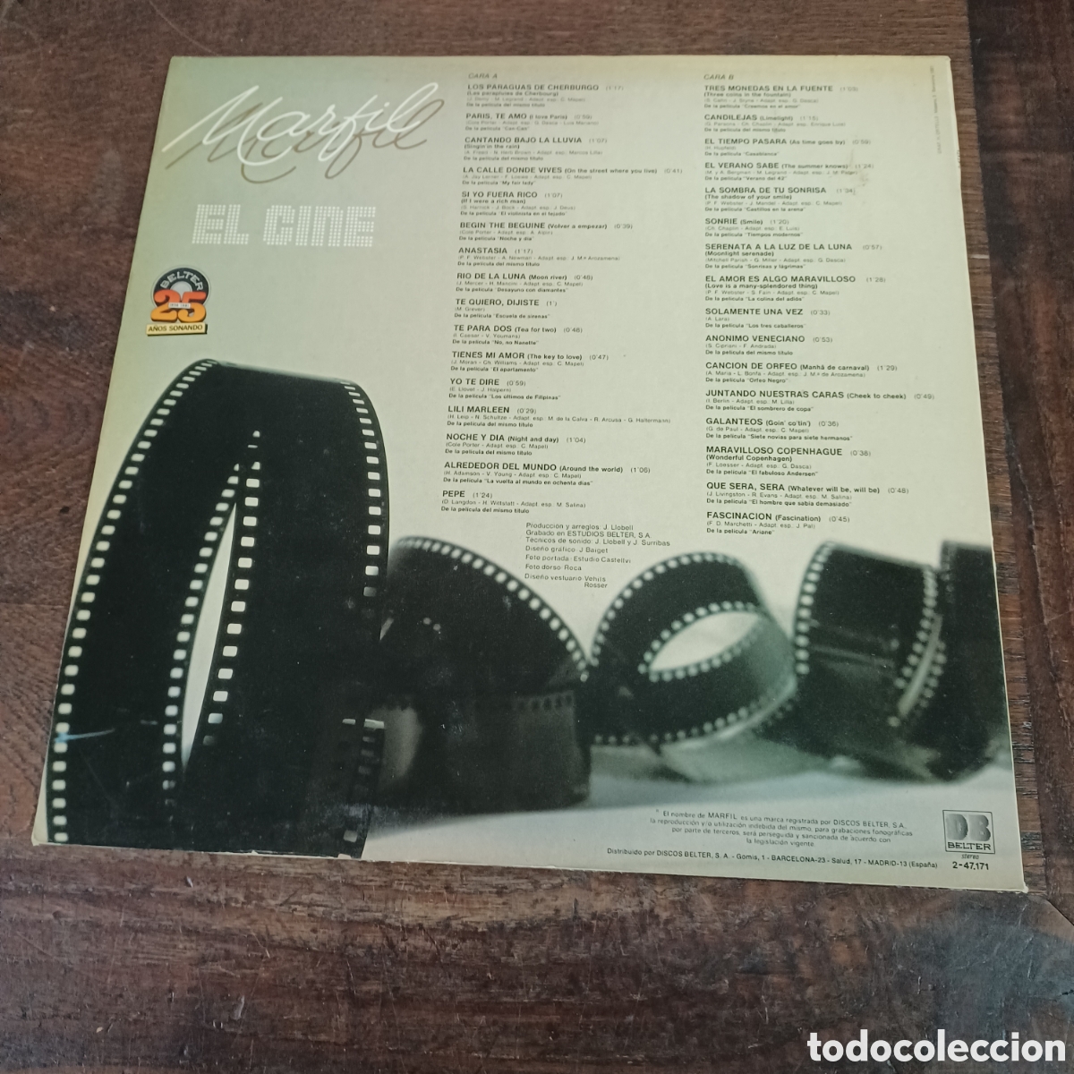Discos de vinilo: MARFIL - EL CINE / BELTER LP. / VINILO COMO NUEVO - Foto 2