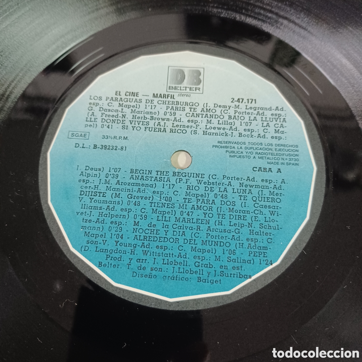 Discos de vinilo: MARFIL - EL CINE / BELTER LP. / VINILO COMO NUEVO - Foto 3