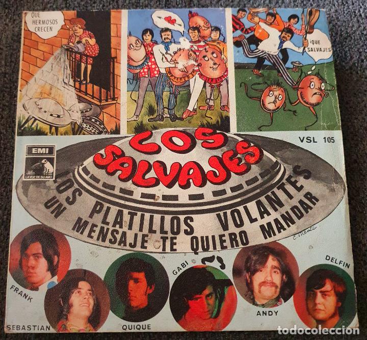 Discos de vinilo: SALVAJES - 7” SPAIN 1968 PROMO - LOS PLATILLOS VOLANTES // Un mensaje te quiero mandar (Bee gees)