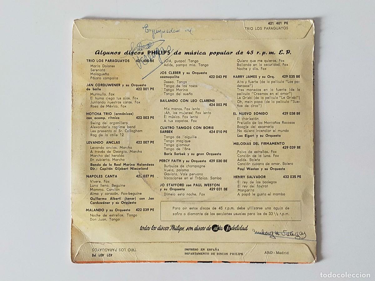Discos de vinilo: LOS PARAGUAYOS: GALOPERA + 3, - EP. PHILIPS 1960 - Foto 3