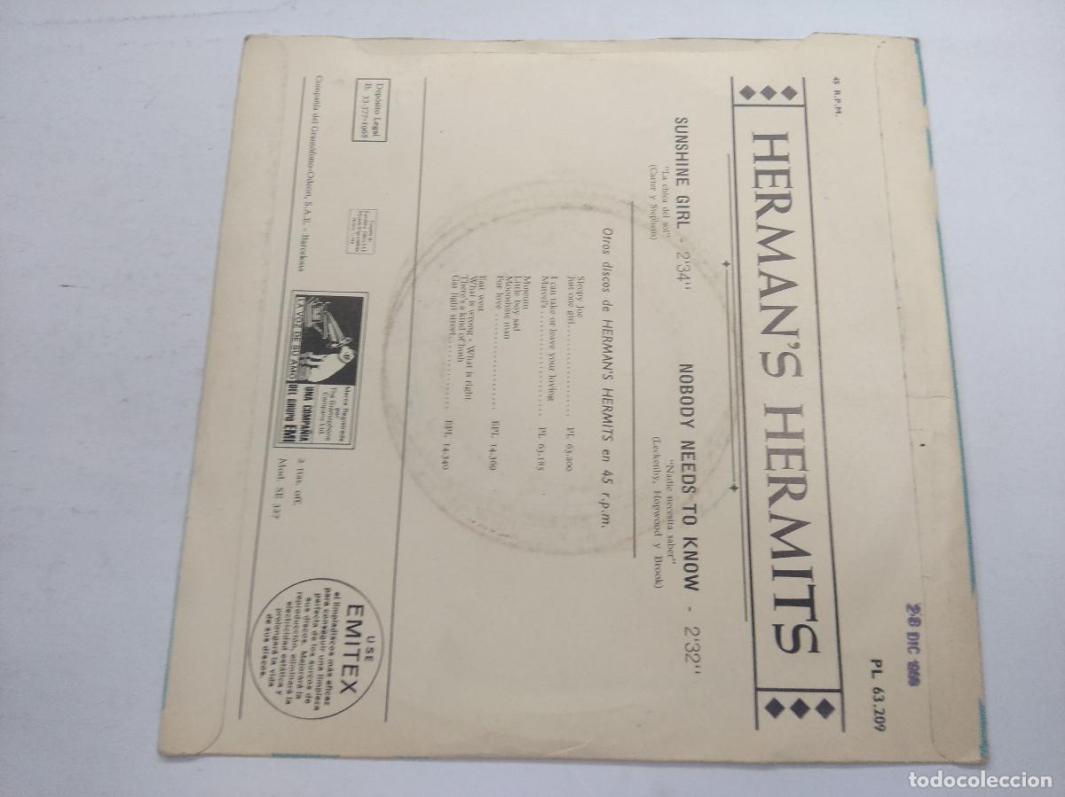 Discos de vinilo: HERMANS HERMITS/SUNSHINE GIRL/SINGLE. - Foto 3