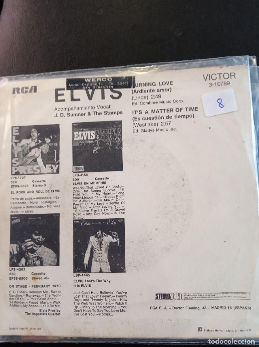 Discos de vinilo: ELVIS- BURNING LOVE. SINGLE - Foto 2