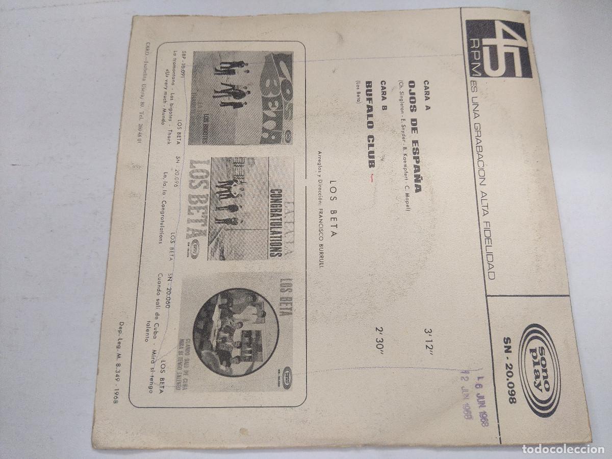 Discos de vinilo: LOS BETA/BUFALO CLUB/SINGLE. - Foto 3