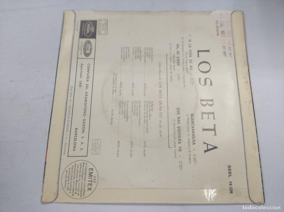 Discos de vinilo: LOS BETA/SI LA VIDA ES ASI/SINGLE. - Foto 3