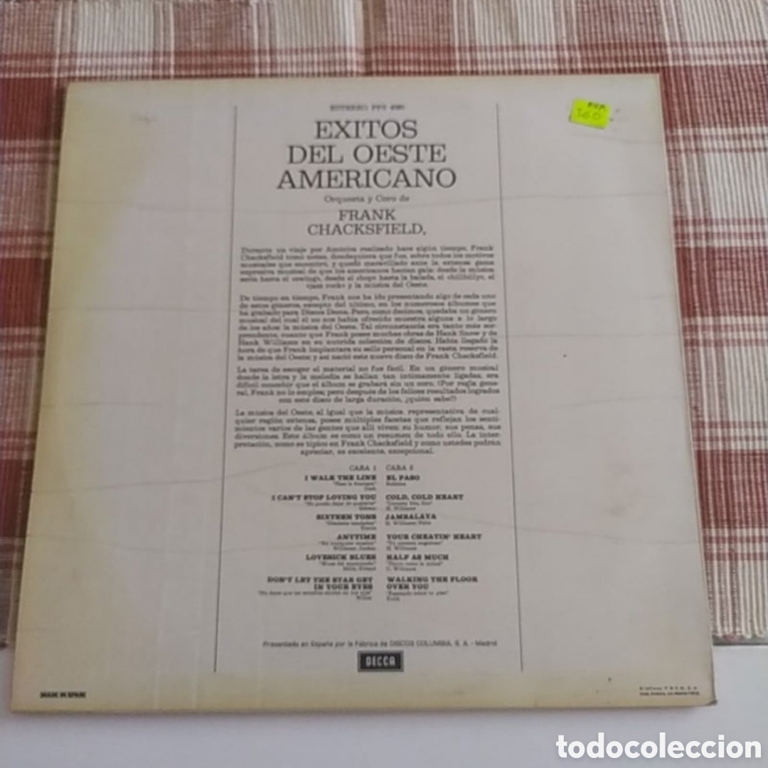 Discos de vinilo: Lp &Eacute;xitos del Oeste Americano. Frank Chacksfield, Su Orquesta&nbsp;Y&nbsp;Coro - Foto 2