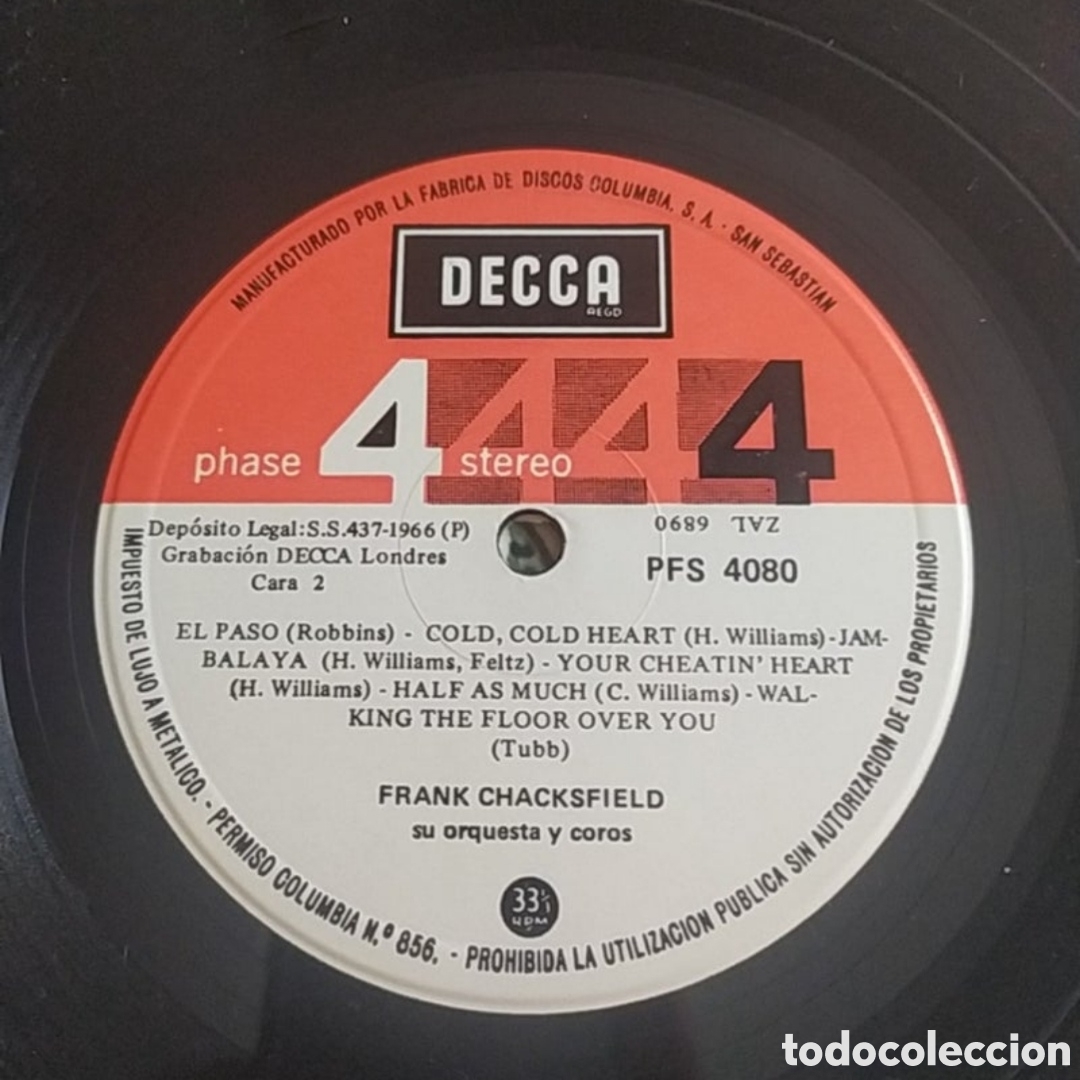 Discos de vinilo: Lp &Eacute;xitos del Oeste Americano. Frank Chacksfield, Su Orquesta&nbsp;Y&nbsp;Coro - Foto 4