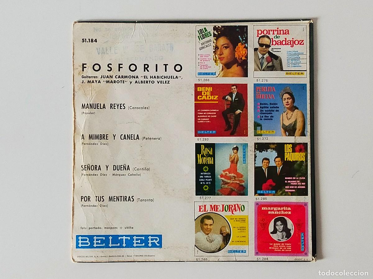 Discos de vinilo: FOSFORITO: MANUELA REYES + 3 - EP. BELTER 1965 - Foto 2