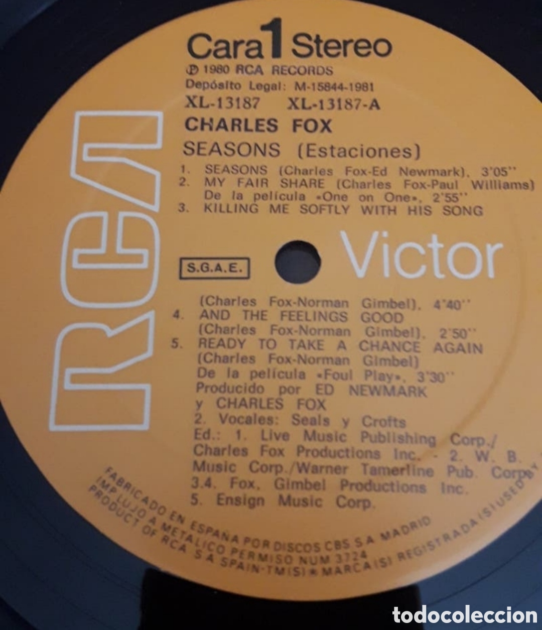 Discos de vinilo: Lp Charles Fox. Seasons (estaciones) - Foto 3