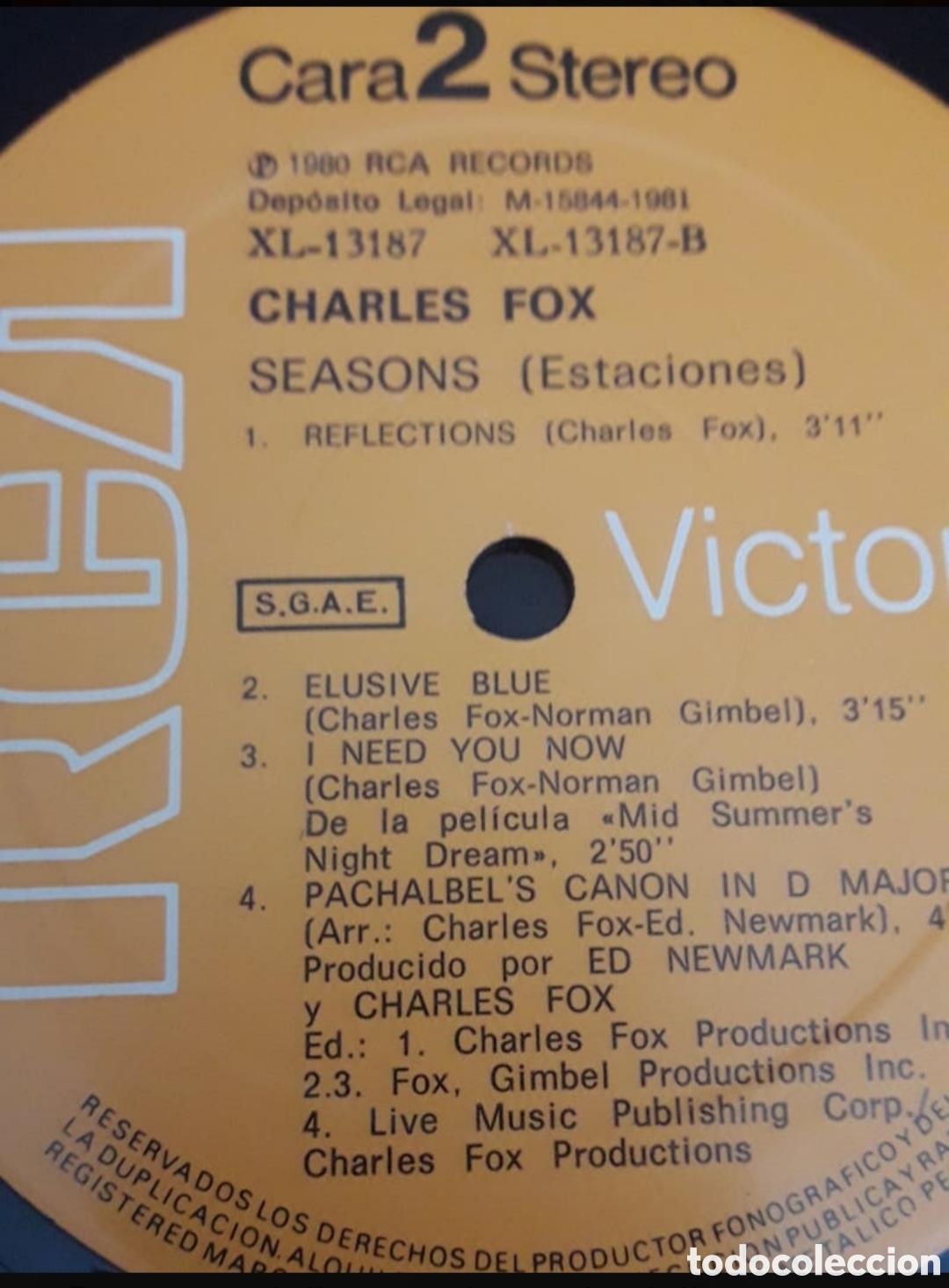 Discos de vinilo: Lp Charles Fox. Seasons (estaciones) - Foto 4