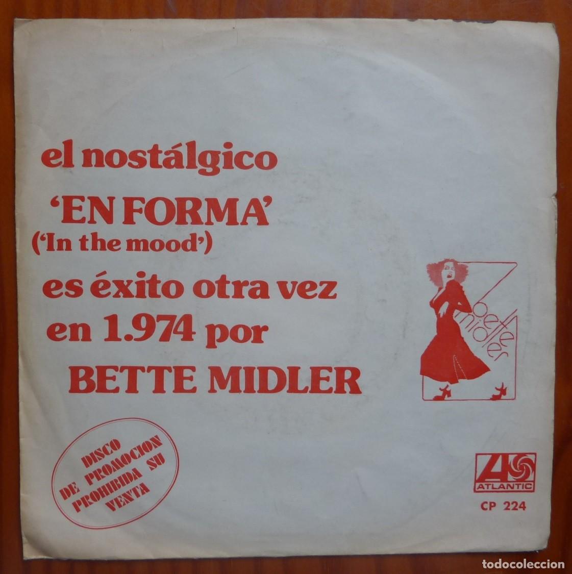 Discos de vinilo: BETTE MIDLER / EN FORMA / PROMOCIONAL / 1974 / SINGLE - Foto 1