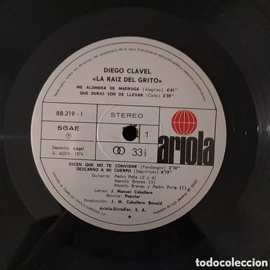 Discos de vinilo: Lp Diego Clavel. La ra&iacute;z del grito - Foto 3