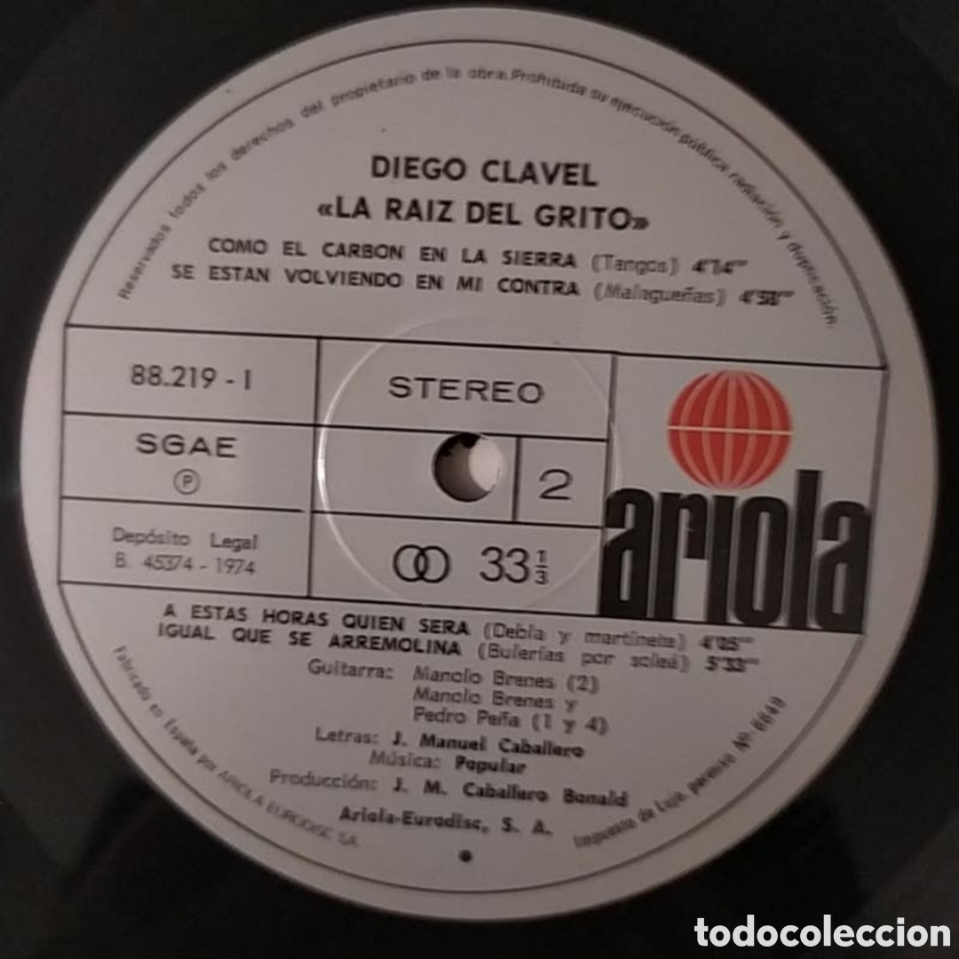 Discos de vinilo: Lp Diego Clavel. La ra&iacute;z del grito - Foto 4