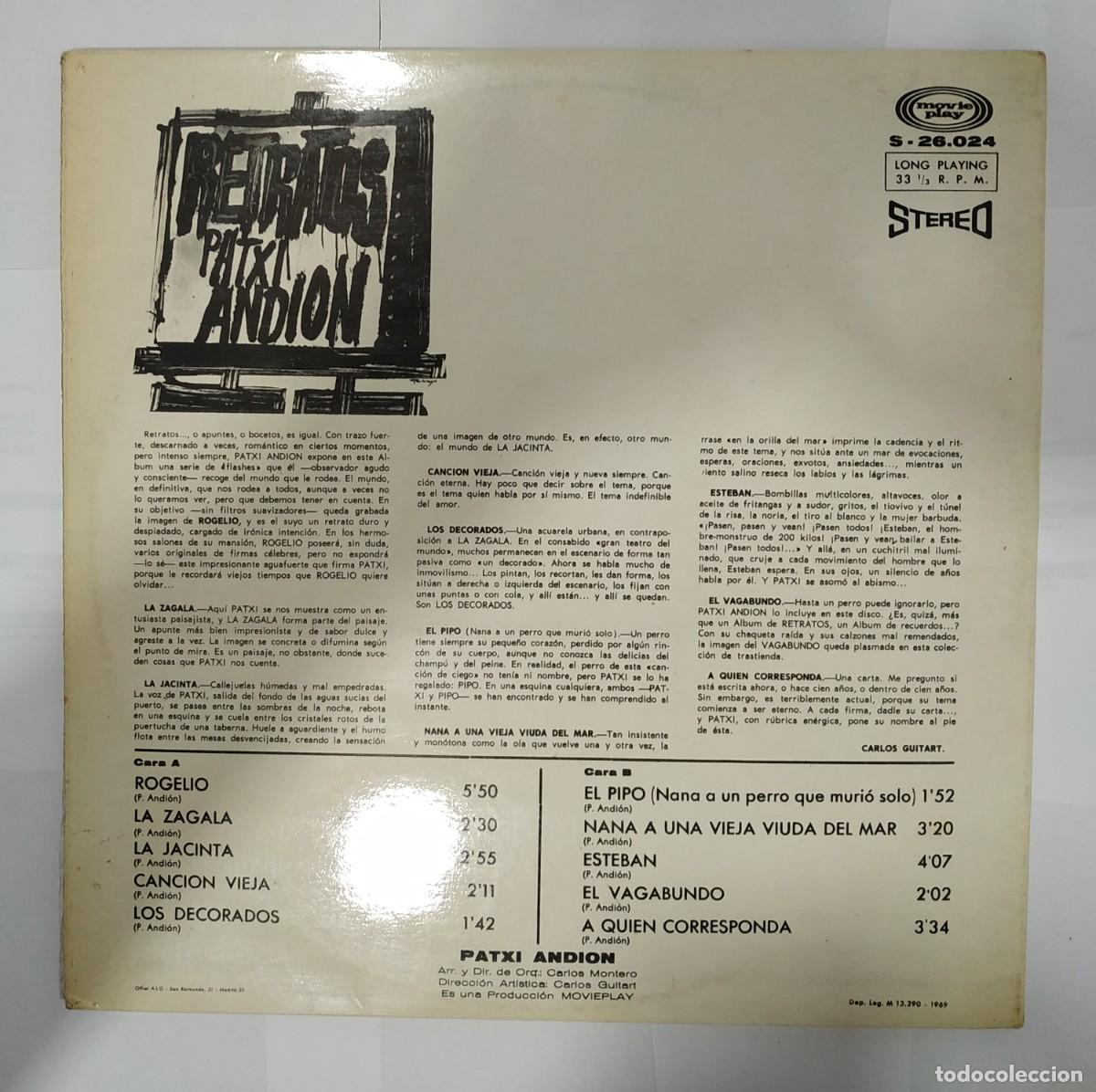 Discos de vinilo: PATXI ANDION - RETRATOS 1969 - Foto 2