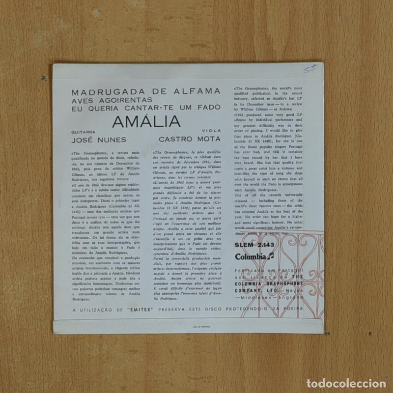 Discos de vinilo: AMALIA - MADRUGADA DE ALFAMA - SINGLE - Foto 2